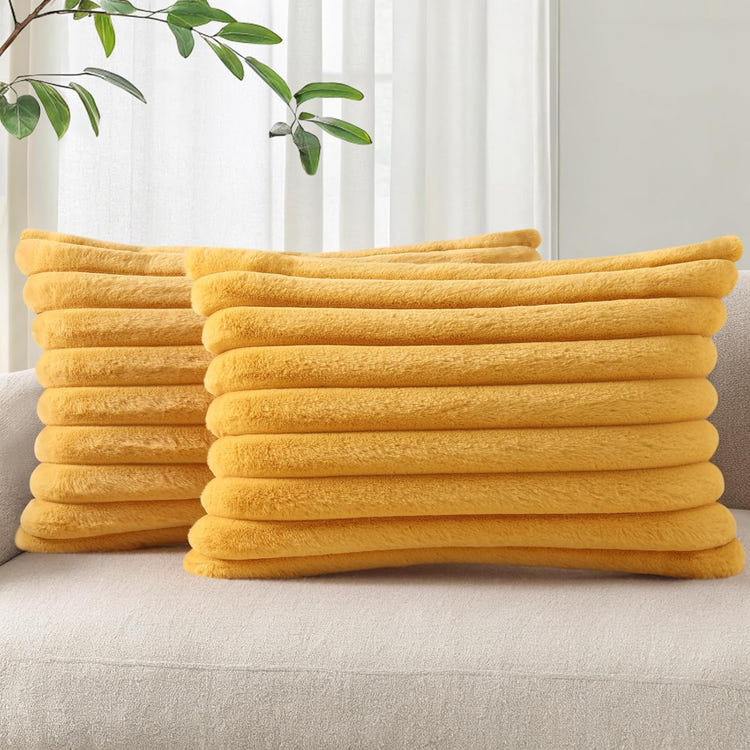 Pallene Faux Fur Plush Throw Pillow Covers 18x18 Set of 2