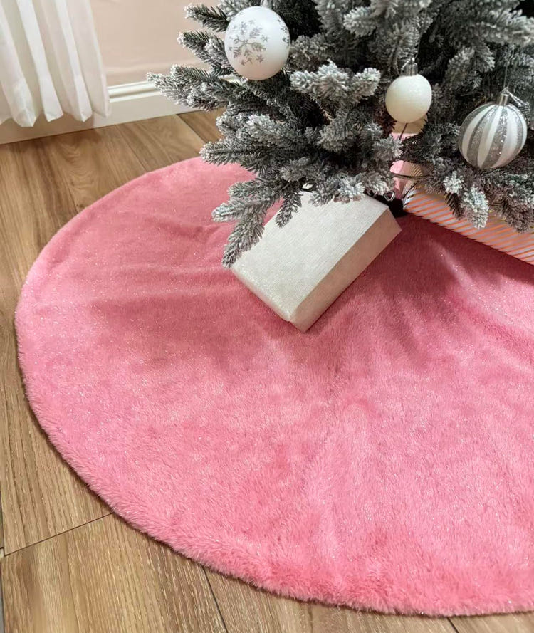 AOGU 48 Inch Faux Fur Christmas Tree Skirt White Plush Skirt for Merry Christmas Party Christmas Tree Decoration
