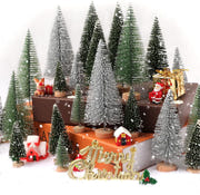 30pcs Mini Christmas Trees Artificial Bottle Brush Trees with Wooden Base for Decor