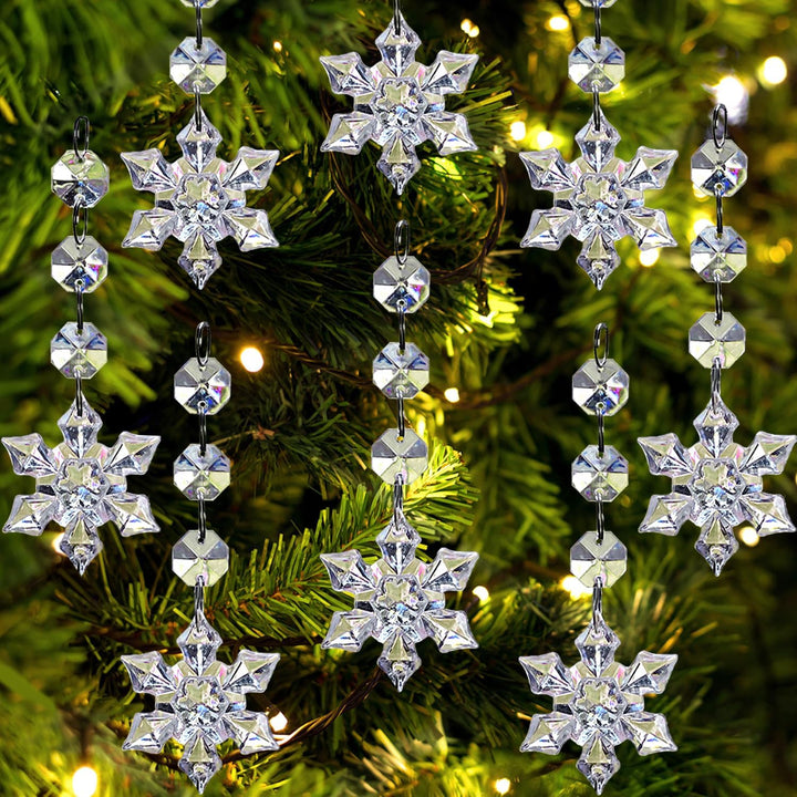 Jishi 30pk Snowflake Crystal Christmas Ornaments for Tree Decorations