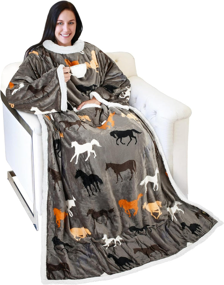 Catalonia Sherpa Wearable Blanket with Sleeves Arms