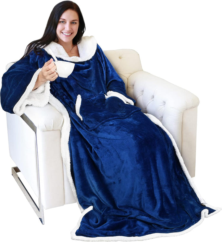 Catalonia Sherpa Wearable Blanket with Sleeves Arms