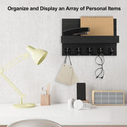 Wall Key and Mail Holder with Shelf