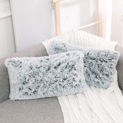 NordECO HOME 2 Pack Teal Faux Fur Cushion Covers 18 x 18 Inches