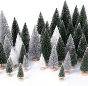 30pcs Mini Christmas Trees Artificial Bottle Brush Trees with Wooden Base for Decor