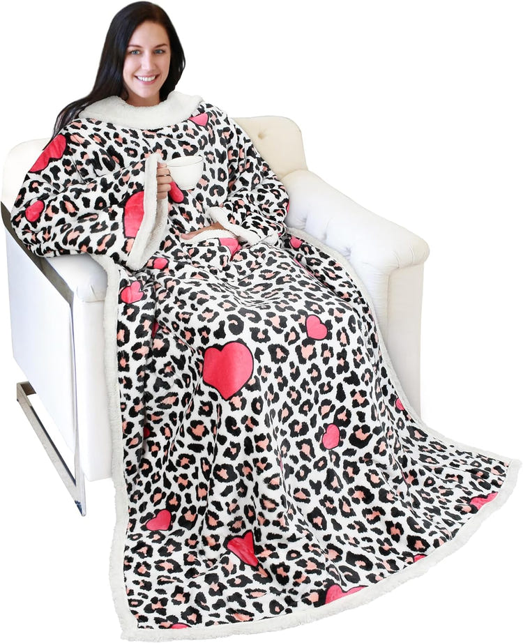 Catalonia Sherpa Wearable Blanket with Sleeves Arms