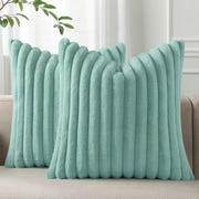 Pallene Faux Fur Plush Throw Pillow Covers 18x18 Set of 2