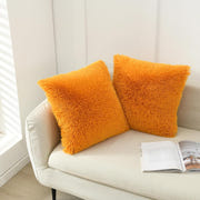 NordECO HOME 2 Pack Teal Faux Fur Cushion Covers 18 x 18 Inches