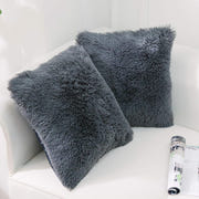 NordECO HOME 2 Pack Teal Faux Fur Cushion Covers 18 x 18 Inches