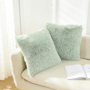 NordECO HOME 2 Pack Teal Faux Fur Cushion Covers 18 x 18 Inches