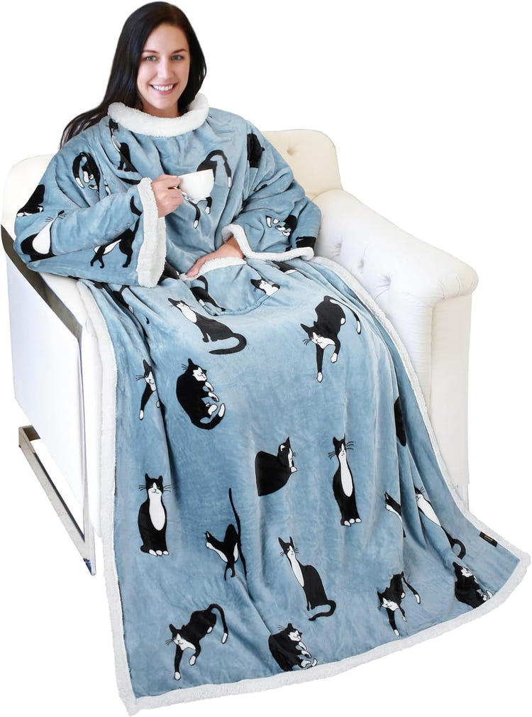 Catalonia Sherpa Wearable Blanket with Sleeves Arms