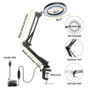 Adjustable LED Magnifying Desk Lamp with 5 Diopter Lens