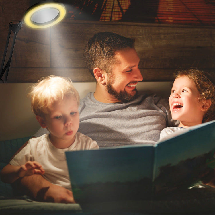 Adjustable LED Magnifying Desk Lamp with 5 Diopter Lens