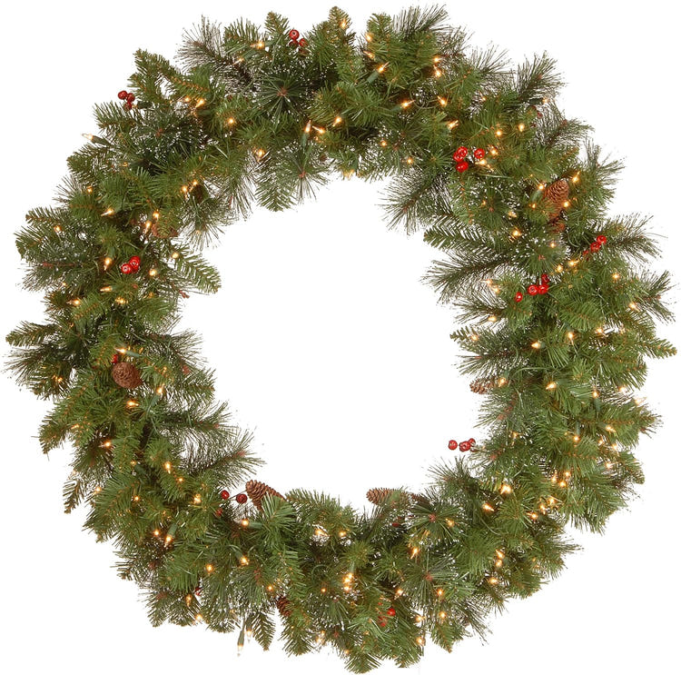 National Tree 24 Inch Pre-Lit Crestwood Spruce Christmas Wreath with LED Lights