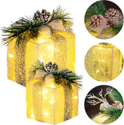Hourleey Set of 3 Lighted Christmas Gift Boxes with 60 LED Warm White Lights
