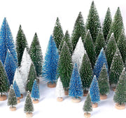 30pcs Mini Christmas Trees Artificial Bottle Brush Trees with Wooden Base for Decor