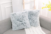 NordECO HOME 2 Pack Teal Faux Fur Cushion Covers 18 x 18 Inches