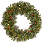 National Tree 24 Inch Pre-Lit Crestwood Spruce Christmas Wreath with LED Lights