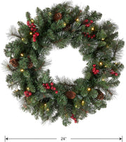 National Tree 24 Inch Pre-Lit Crestwood Spruce Christmas Wreath with LED Lights