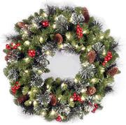 National Tree 24 Inch Pre-Lit Crestwood Spruce Christmas Wreath with LED Lights