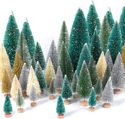 30pcs Mini Christmas Trees Artificial Bottle Brush Trees with Wooden Base for Decor