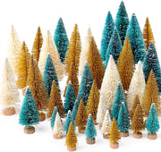 30pcs Mini Christmas Trees Artificial Bottle Brush Trees with Wooden Base for Decor