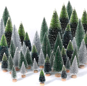 30pcs Mini Christmas Trees Artificial Bottle Brush Trees with Wooden Base for Decor