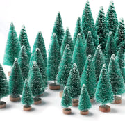 30pcs Mini Christmas Trees Artificial Bottle Brush Trees with Wooden Base for Decor
