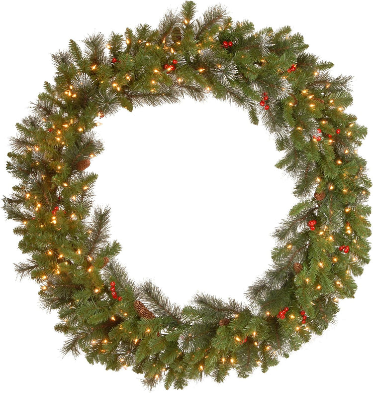 National Tree 24 Inch Pre-Lit Crestwood Spruce Christmas Wreath with LED Lights