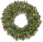 National Tree 24 Inch Pre-Lit Crestwood Spruce Christmas Wreath with LED Lights